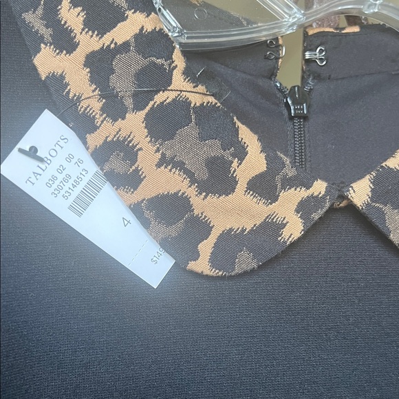 Talbots Black Dress with Leopard Accents - Picture 3 of 7